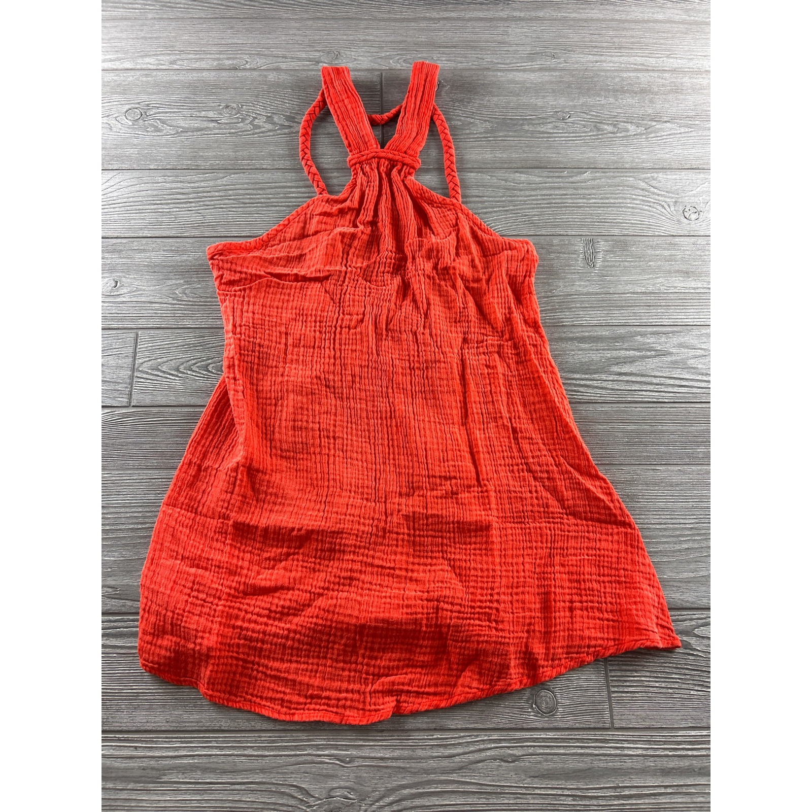 Anthropologie Orange Double Gauze Braided Halter Top Boho Racerback Small New